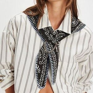 Free People Carmen Triangle Bandana - Black and White